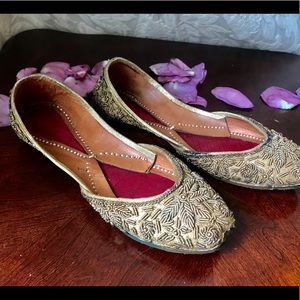 Handmade Gold embroidery Indian flats